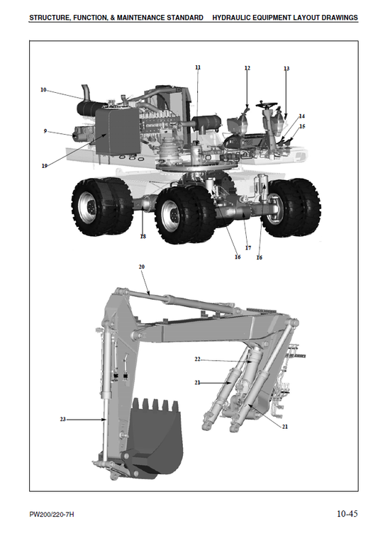 Manual de Taller Excavadora Sobre Ruedas Komatsu PW200-7H - H50051, PW220-7H - H50051
