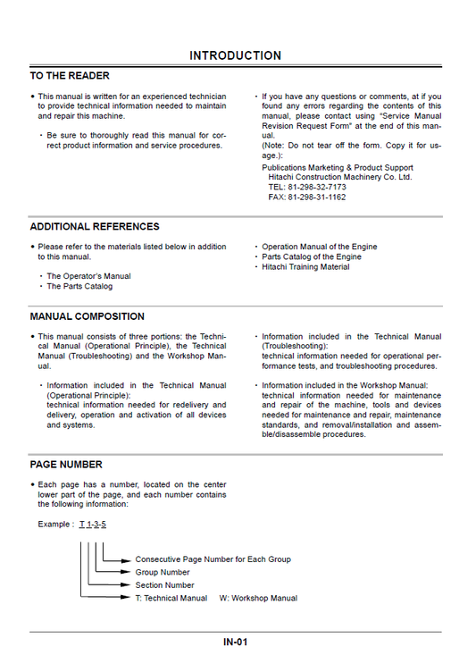 Manual de Taller Excavadora sobre Ruedas hitachi zx210w