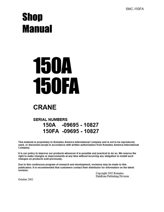 Manual de Taller Grúa Komatsu 150A 150FA