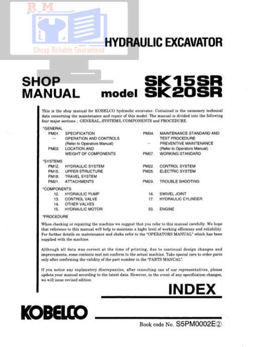 Manual de Taller Mini Excavadora Kobelco SK15 SK20