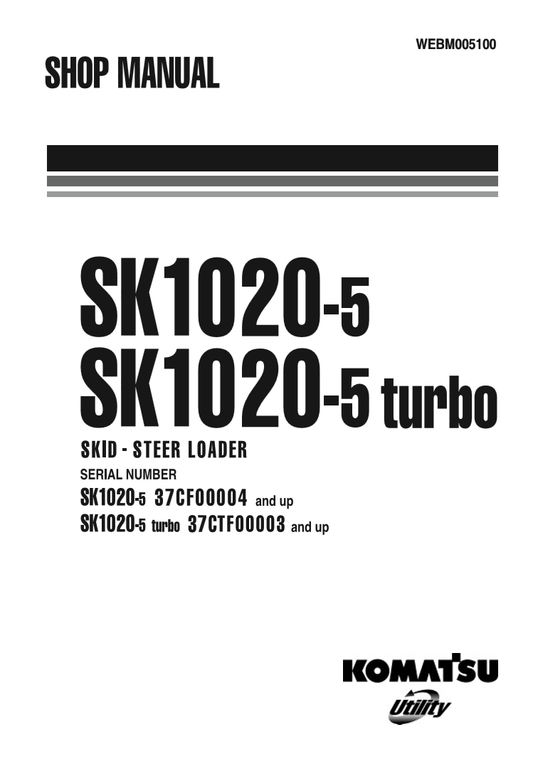 Manual de Taller Minicargador Komatsu SK1020-5, SK1020-5 Turbo