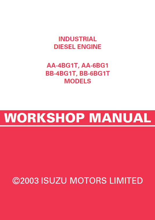 Manual de Taller Motor Diesel Isuzu AA-4BG1T, AA-6BG1 BB-4BG1T, BB-6BG1T