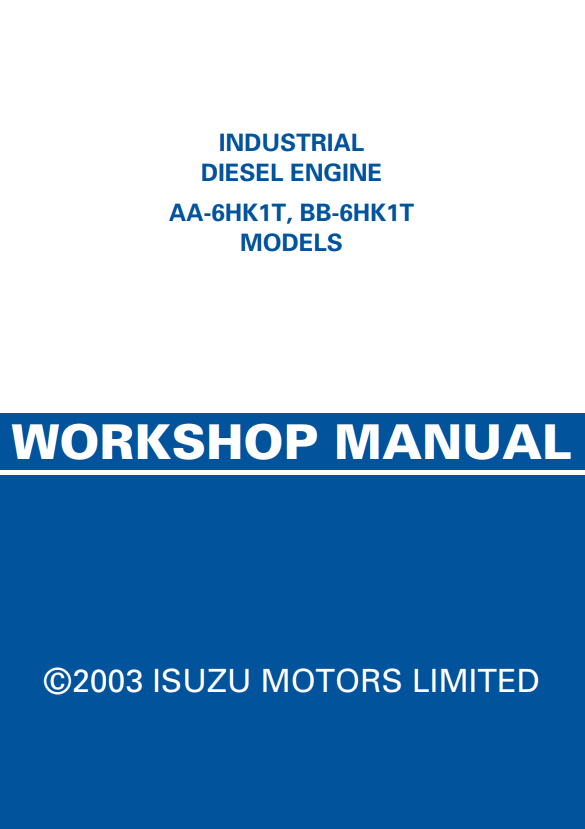 Manual de Taller Motor Isuzu AA-6HK1T, BB-6HK1T