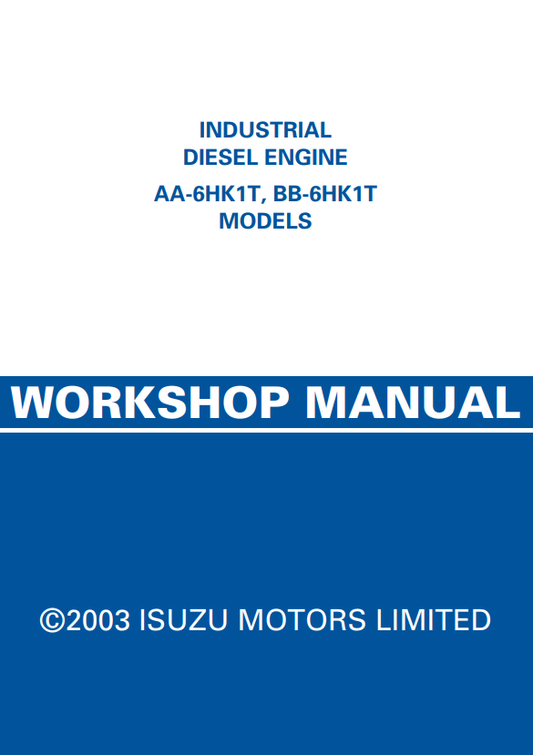 Manual de Taller Motor Isuzu AA-6HK1T, BB-6HK1T