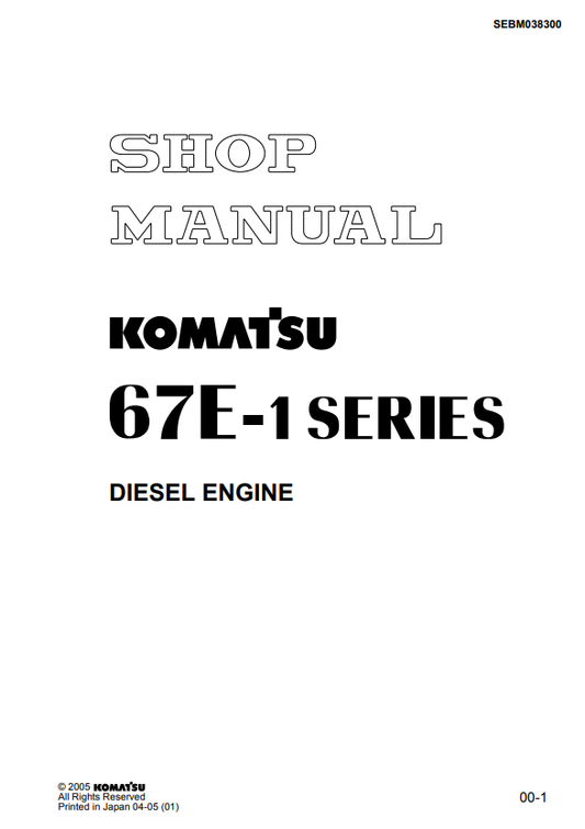 Manual de Taller Motor Komatsu 3D67E-1 Series