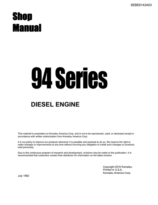 Manual de Taller Motores Komatsu 2D94-2, 3D94-2, 4D94-2, 4D94-3