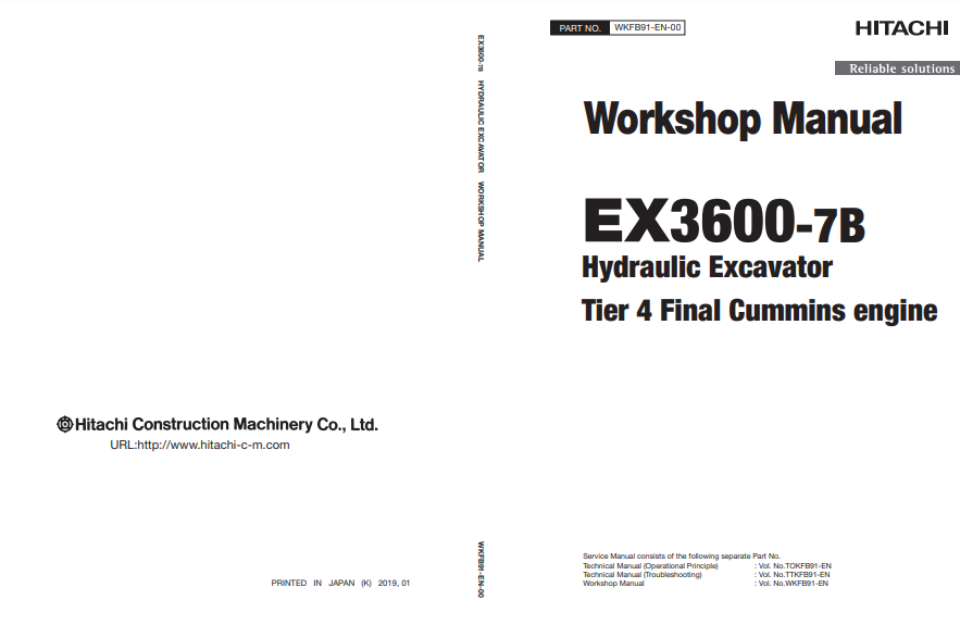 Manual de Taller Pala y Excavadora Hitachi EX3600-7B Tier 4