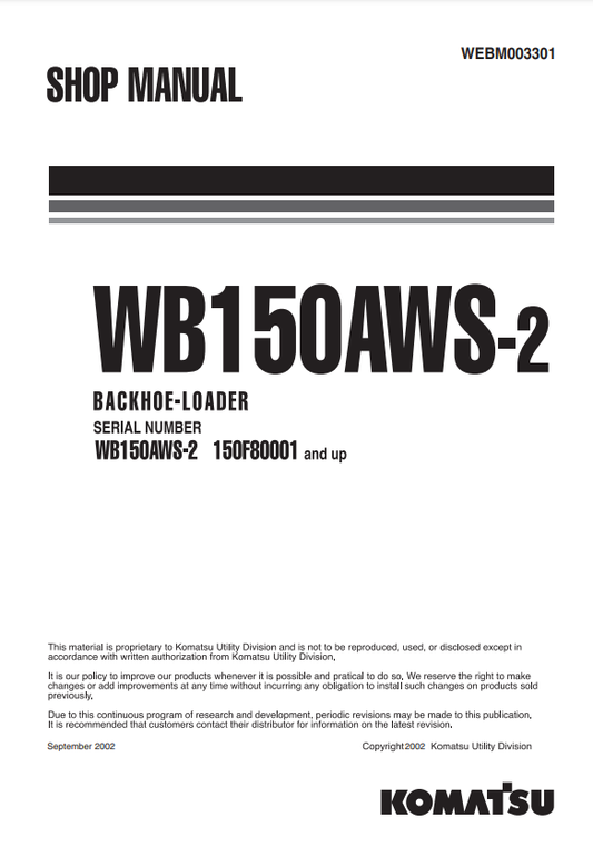 Manual de Taller Retroexcavadora Komatsu WB150AWS-2 Italy