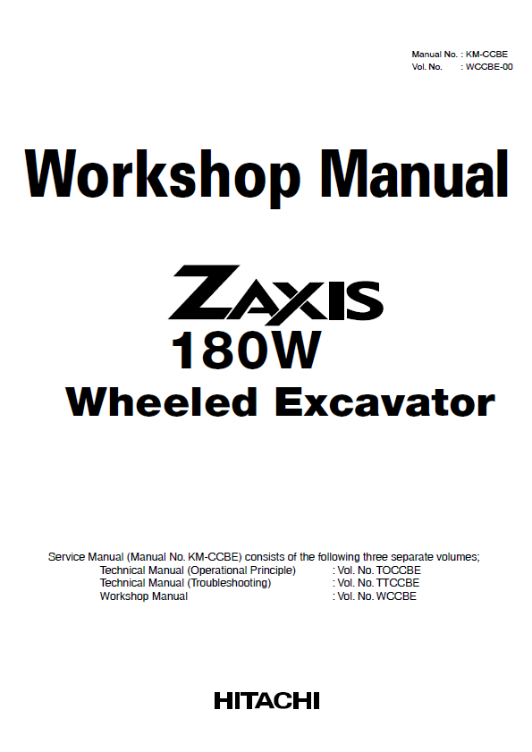 Manual de Taller y Diagrama Circuitos Eléctricos Excavadora Hitachi ZX180W
