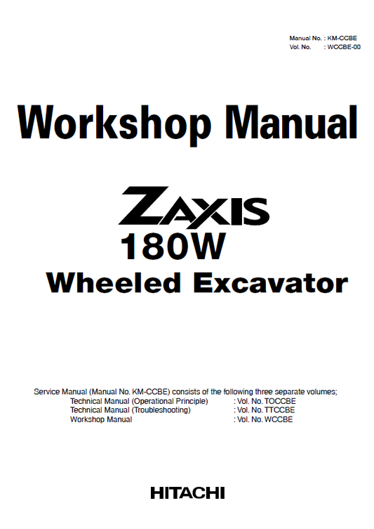 Manual de Taller y Diagrama Circuitos Eléctricos Excavadora Hitachi ZX180W