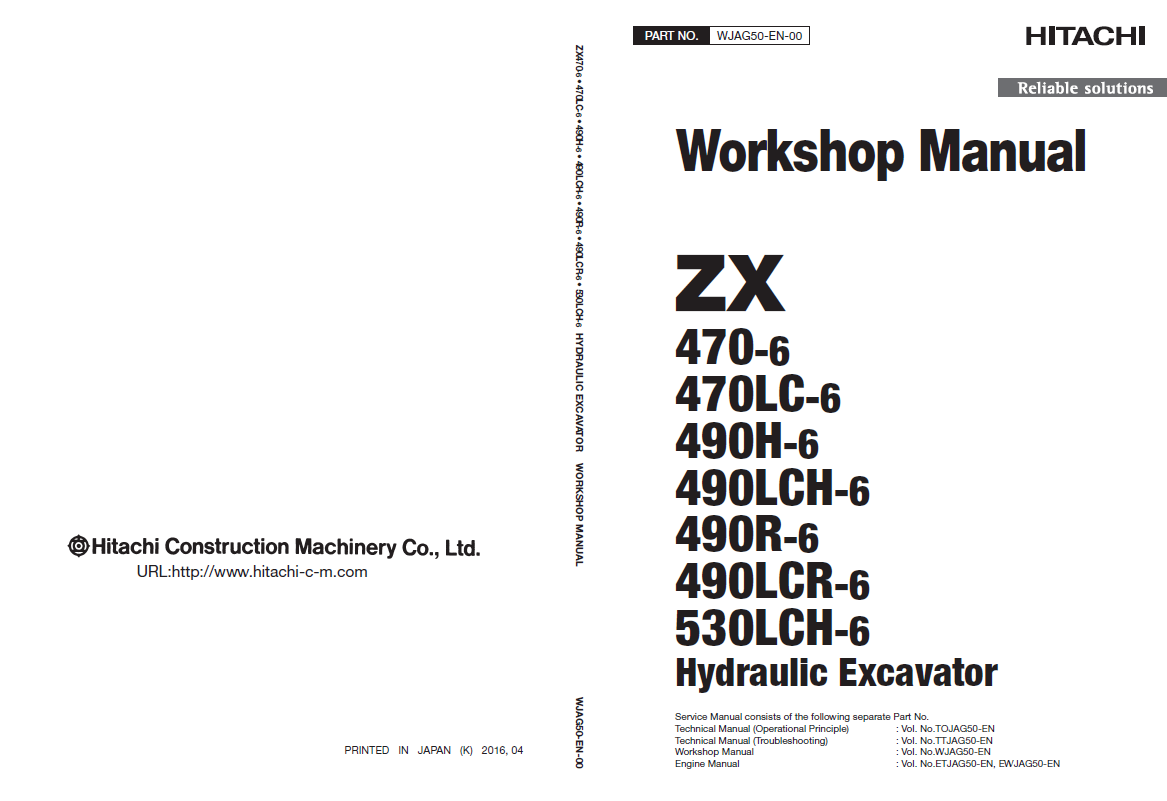 Manual de Taller y Diagrama Circuitos Eléctricos Excavadora Hitachi ZX470-6, ZX490-6, ZX530-6