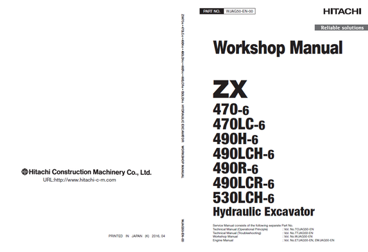 Manual de Taller y Diagrama Circuitos Eléctricos Excavadora Hitachi ZX470-6, ZX490-6, ZX530-6