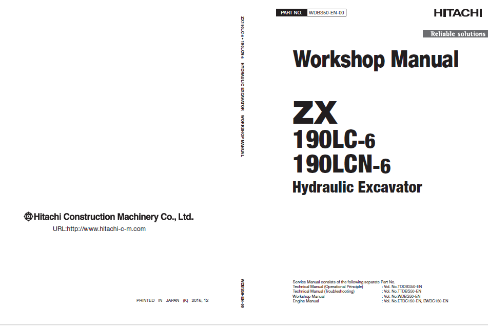 Manual de Taller y Diagramas Circuitos Eléctricos Excavadora Hitachi ZX190LC-6, ZX190LCN-6