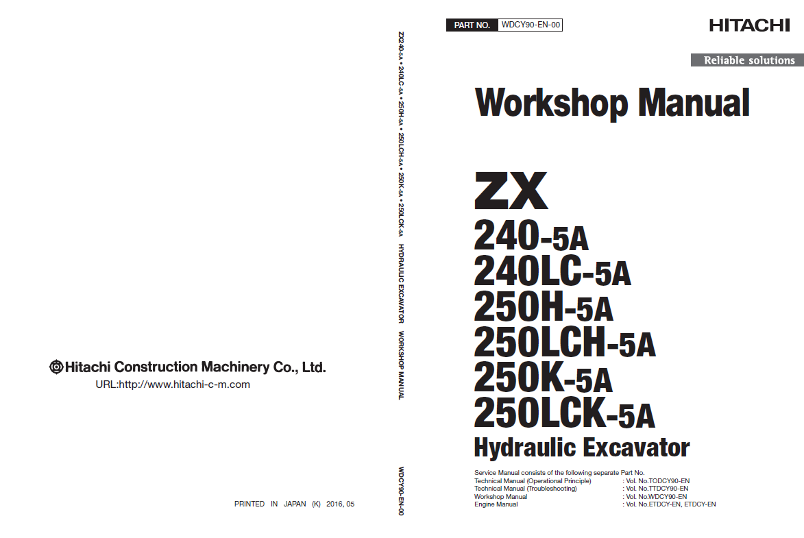 Manual de Taller y Diagramas Circuitos Eléctricos Excavadora Hitachi ZX240-5A, ZX250-5A Serie