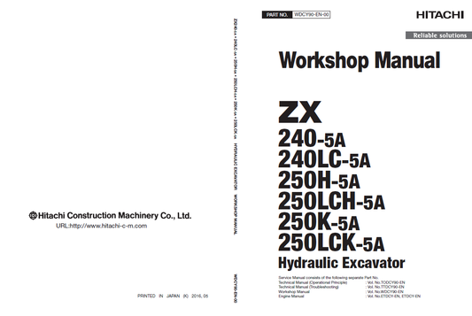 Manual de Taller y Diagramas Circuitos Eléctricos Excavadora Hitachi ZX240-5A, ZX250-5A Serie