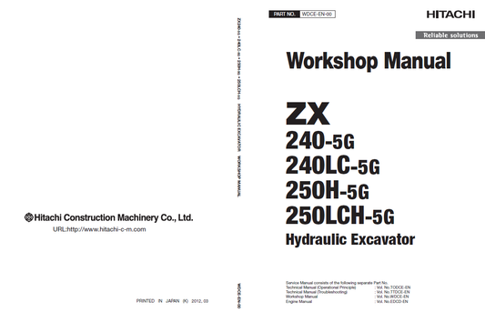 Manual de Taller y Diagramas Circuitos Eléctricos Excavadora Hitachi ZX240-5G, ZX250-5G Series
