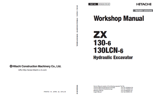 Manual de Taller y Diagramas Circuitos Eléctricos Excavadoras Hitachi ZX130-6, ZX130LCN-6