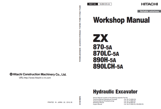 Manual de Taller y Diagramas Eléctricos Excavadora Hitachi ZX870-5A, ZX890-5A