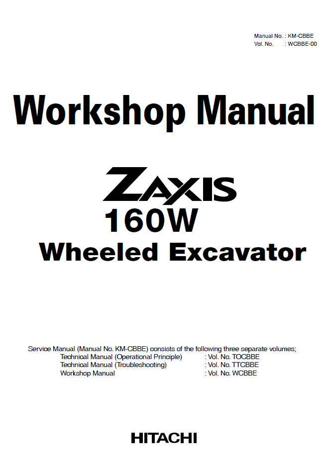 Manual de Taller y Diagramas Hidraúlicos Excavadora Hitachi Zaxis ZX160W