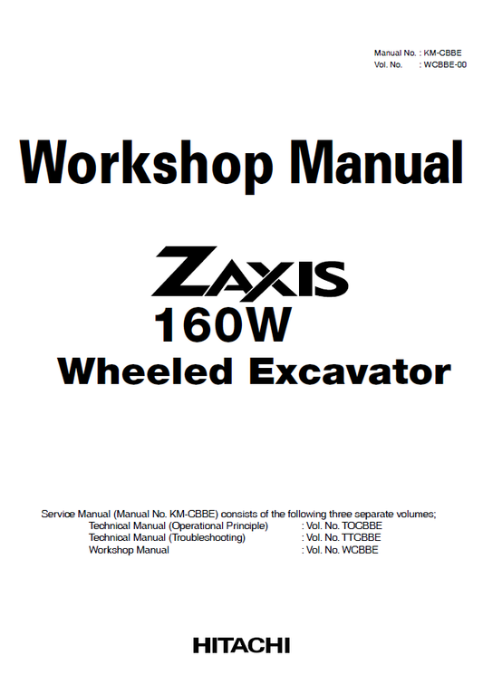 Manual de Taller y Diagramas Hidraúlicos Excavadora Hitachi Zaxis ZX160W