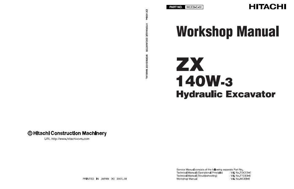 Manual de Taller y Diagramas de Circuitos Eléctricos Excavadora Hitachi ZX140W-3