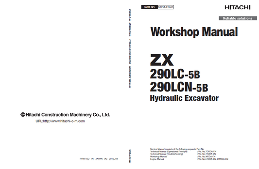 Manual de Taller y Diagramas de Circuitos Eléctricos Excavadora Hitachi ZX290LC-5B, ZX290LCN-5B