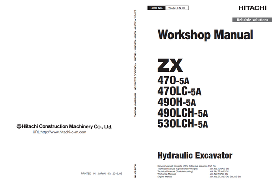 Manual de Taller y Diagramas de Circuitos Eléctricos Excavadora Hitachi ZX470-5A, ZX490-5A, ZX530-5A