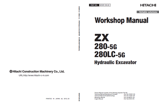 Manual de Taller y Diagramas de Circuitos Eléctricos Excavadora Hitachi ZX280-5G, ZX280LC-5G
