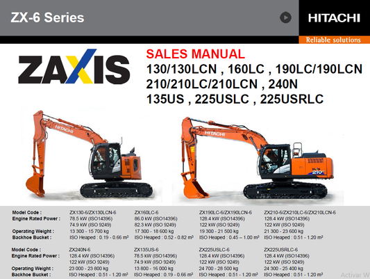 Manual de Ventas Excavadora Hitachi ZX-6