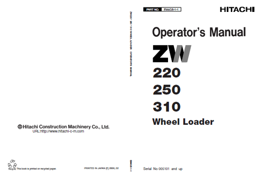 Manual del Operador Cargador Hitachi ZW220 ZW250 ZW310