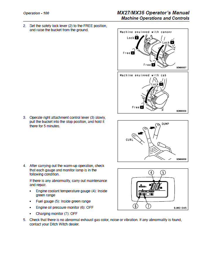 Manual del Operador Excavadora Ditch Witch MX27, MX35