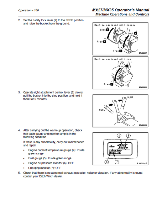 Manual del Operador Excavadora Ditch Witch MX27, MX35