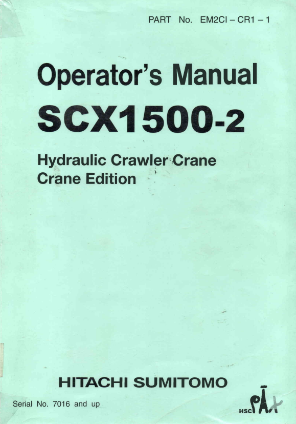 Manual del Operador Hitachi Sumitomo SCX1500-2