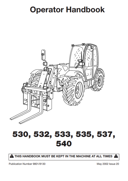 Manual del Operador Manipulador Telescopico JCB 530, 532, 533, 535, 537, 540