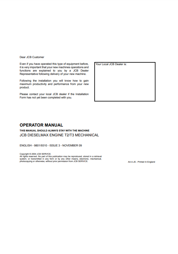 Manual del Operador Motor JCB Dieselmax T2 y T3