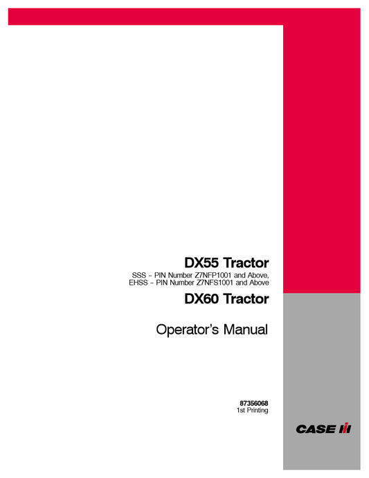 Manual del Operador Tractor Case DX55 2WD, DX55 4WD, DX60