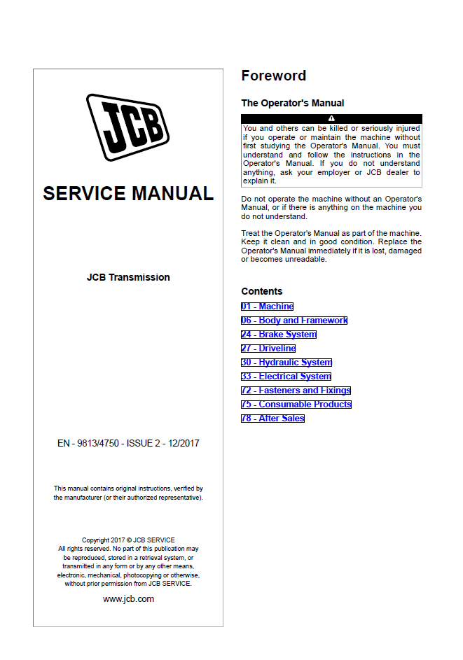 Manual del Operador Transmisiónes JCB