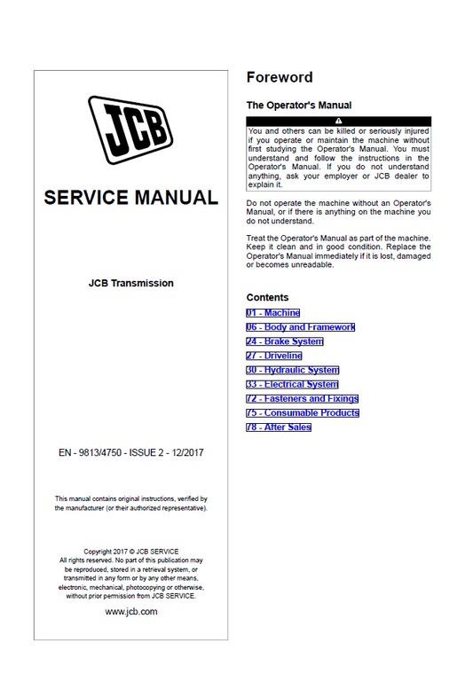 Manual del Operador Transmisiónes JCB