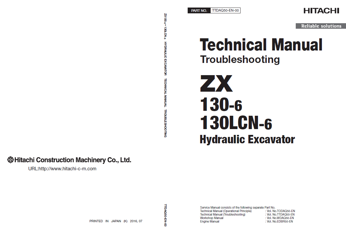Manuales Técnicos Excavadora Hitachi ZX130-6, ZX130LCN-6
