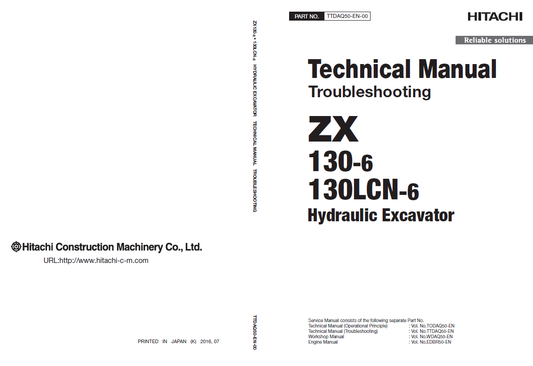 Manuales Técnicos Excavadora Hitachi ZX130-6, ZX130LCN-6