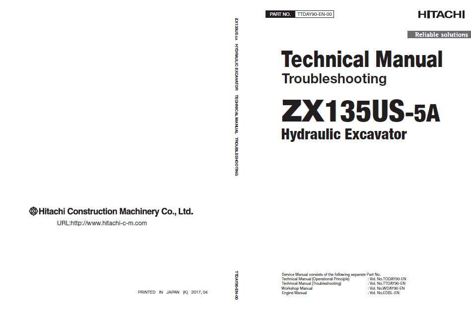 Manuales Técnicos Excavadora Hitachi ZX135US-5A