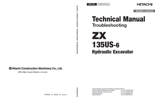 Manuales Técnicos Excavadora Hitachi ZX135US-6
