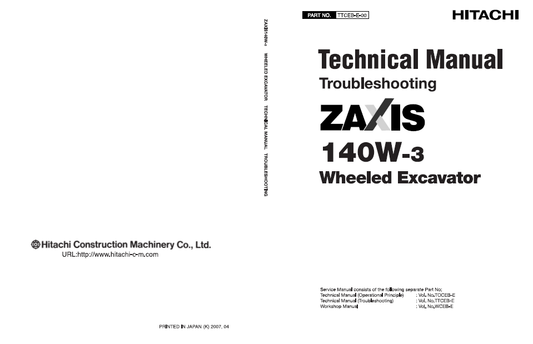 Manuales Técnicos Excavadora Hitachi ZX140W-3