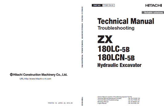 Manuales Técnicos Excavadora Hitachi ZX180LC-5B, ZX180LCN-5B