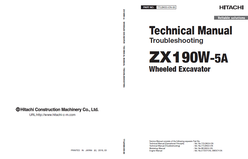 Manuales Técnicos Excavadora Hitachi ZX190W-5A
