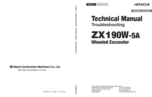 Manuales Técnicos Excavadora Hitachi ZX190W-5A