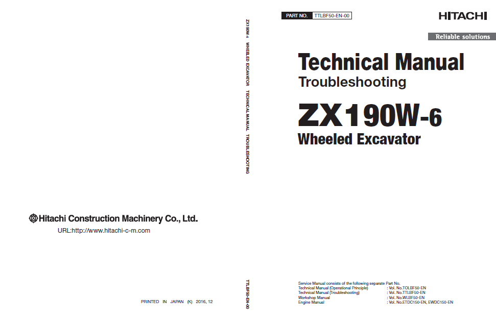 Manuales Técnicos Excavadora Hitachi ZX190W-6