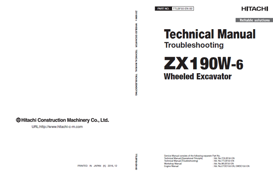 Manuales Técnicos Excavadora Hitachi ZX190W-6
