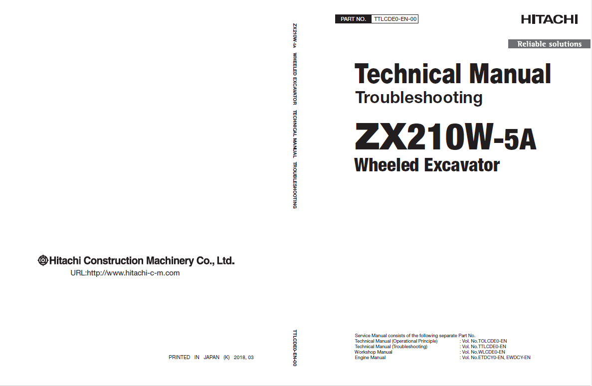 Manuales Técnicos Excavadora Hitachi ZX210W-5A