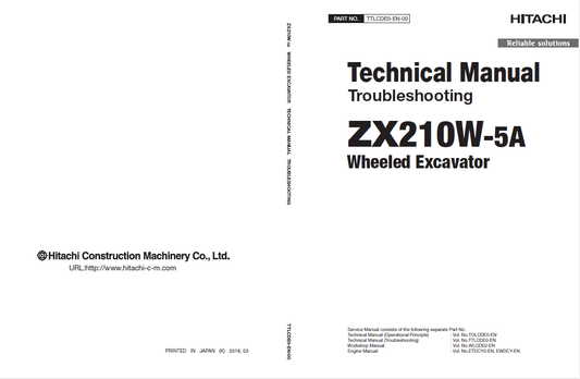Manuales Técnicos Excavadora Hitachi ZX210W-5A
